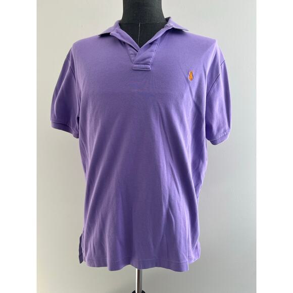 Polo Ralph Lauren 100% Soft Cotton Collared Shirt Purple Orange Size Medium SG - Picture 1 of 7